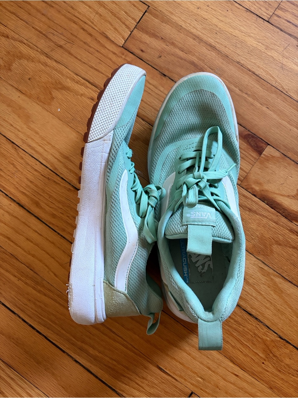Vans Women's Mint Green Athletic Sneakers with White Side Stripe
